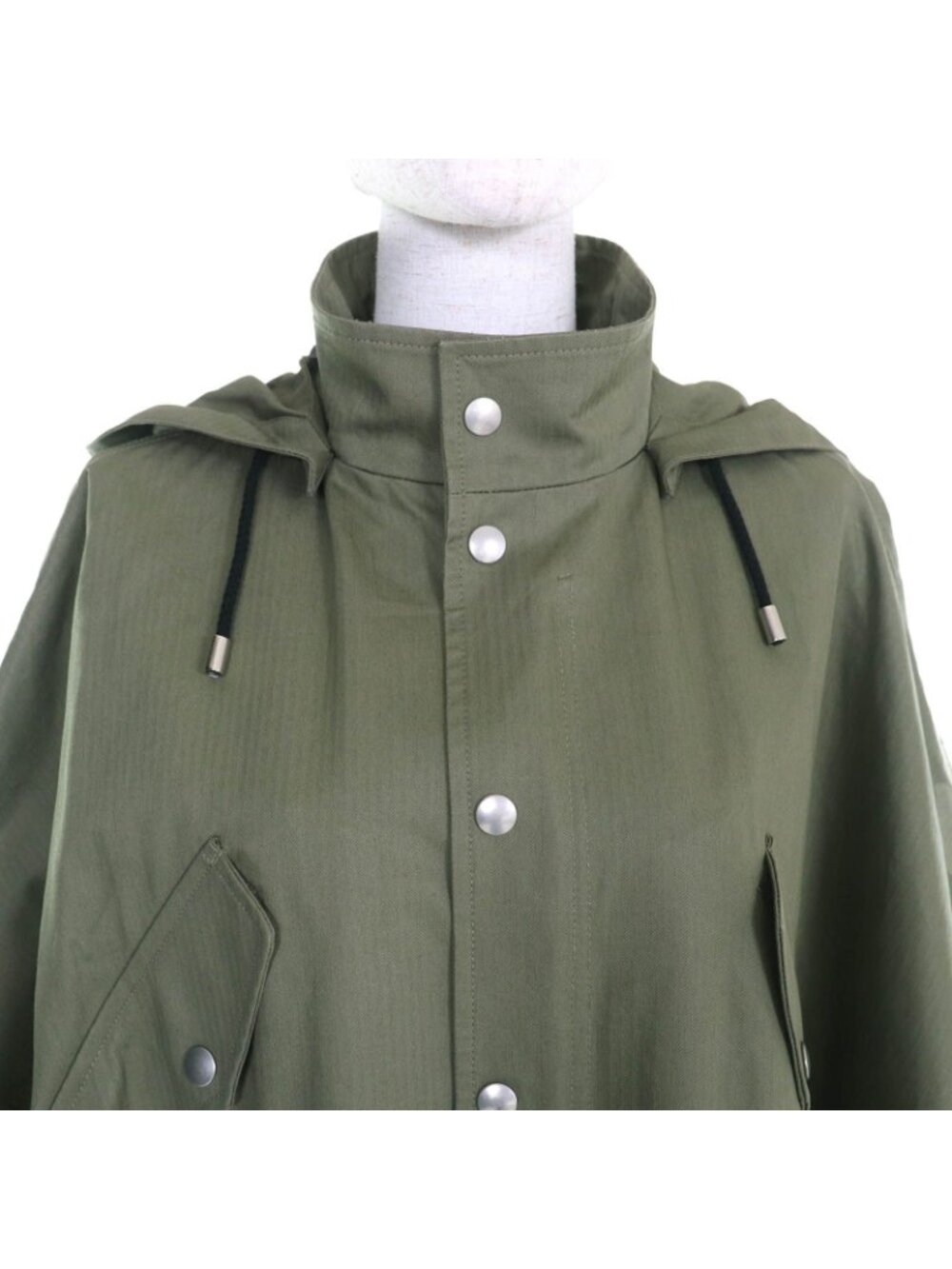 Dior Cotton 100% Bee Embroidery Hooded Military Cape Coat Khaki XS - Picture 4 of 10